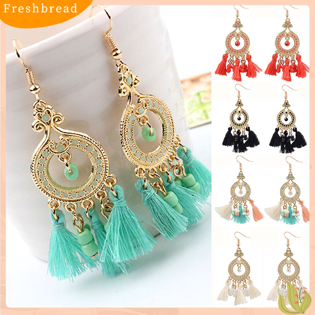 &lt; Freshbread &gt; Anting Gaya Bohemian Rumbai Paduan Indah Drop Menjuntai Anting Kait Untuk Wanita