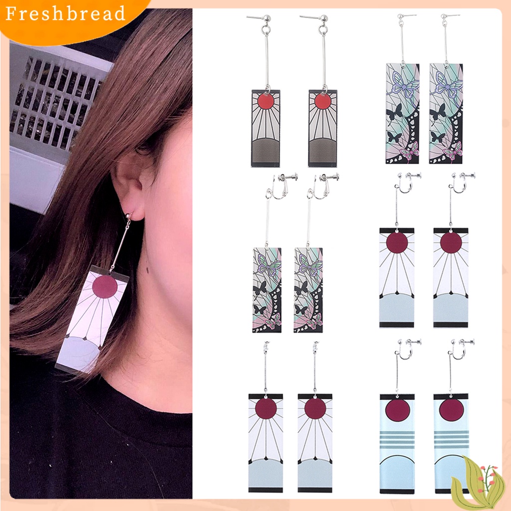 &lt; Freshbread &gt; Anting Stud Bentuk Persegi Panjang Drop Desain Anime Anting Aksesori Perhiasan Anime Akrilik Untuk Pakaian Sehari-Hari