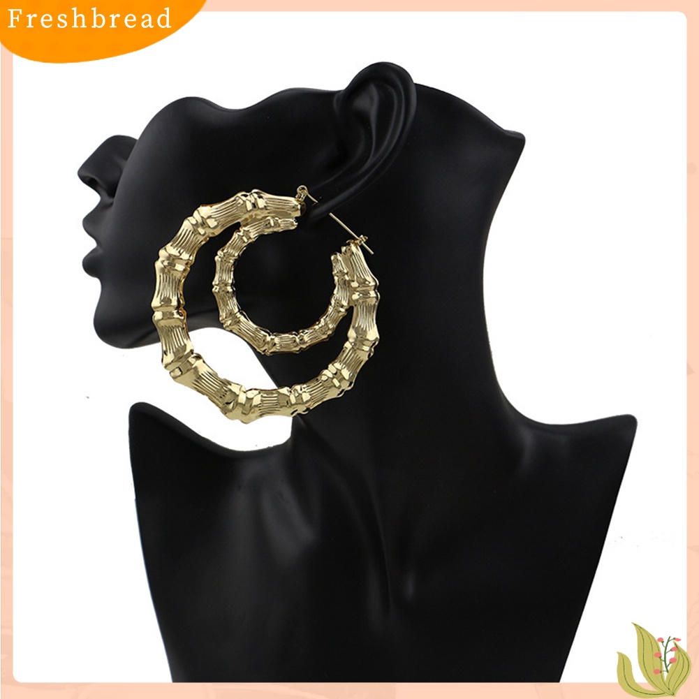 &lt; Freshbread &gt; Fashion Wanita Bambu Bersama Segitiga Jantung Anting Pesta Pernyataan Perhiasan Hadiah