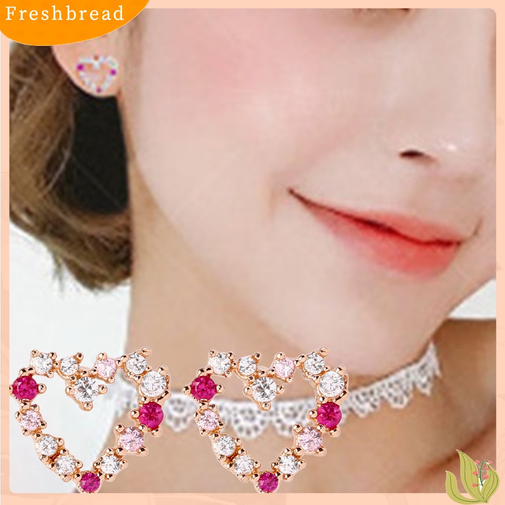 &lt; Freshbread &gt; Wanita Bunga Lingkaran Hati Tetesan Air Mutiara Imitasi Hias Berlian Imitasi Stud Earrings