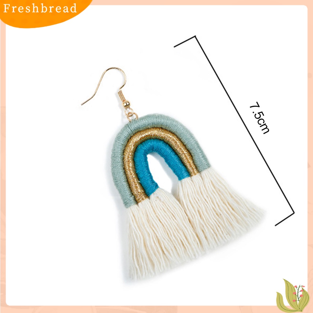 &lt; Freshbread &gt; 1pasang Anting Pelangi Bohemian Menarik Hias Lapis Rumbai Rainbow Hook Menjuntai Earrings Untuk Kehidupan Sehari-Hari