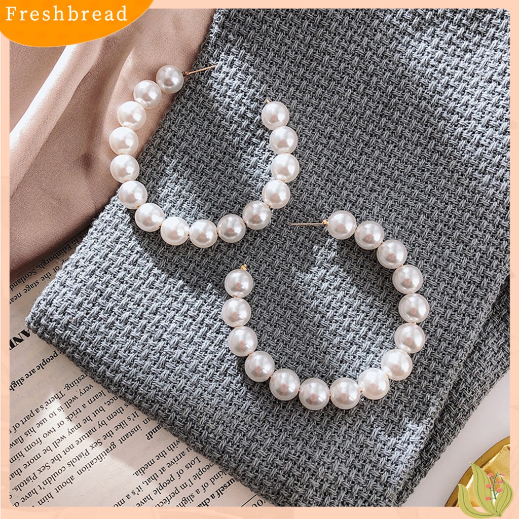 &lt; Freshbread &gt; 1pasang Anting Hoop Vintage C-shaped Putaran Besar Electroplating Wanita Gadis Mutiara Imitasi Lingkaran Anting Perhiasan Dekorasi Hadiah Untuk Pakaian Sehari-Hari