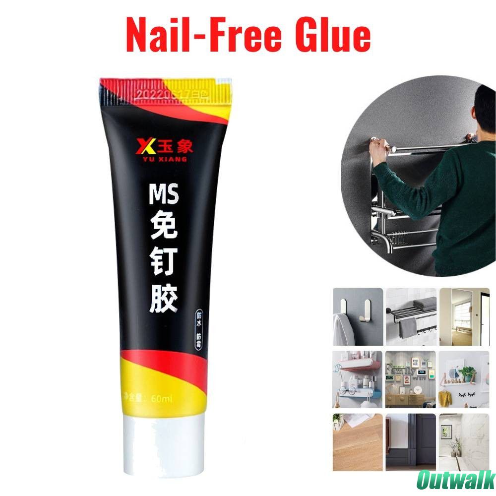 ღ 60Ml Kuku-Gratis Lem Putih Kuat Cair Cepat Kering Lem Punch-Gratis Perekat Tahan Air Multifungsi rumah Perekat Plastik Kaca Marmer Kayu