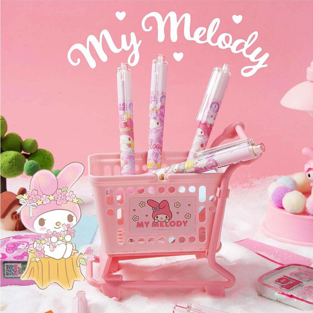 Fishstick My Melody Press Gel Pen Set Kawaii Kartun Tinta Hitam Siswa Alat Tulis Warna Pink Perlengkapan Kantor Sekolah Bolpoin