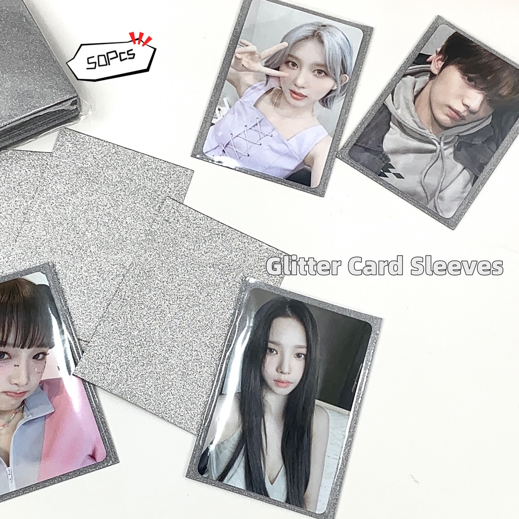 50pcs/bag Glittery Silvery 20silk Kpop Toploader Card Protector Film Photocard Lengan Idol Foto Kartu Tas Pelindung Alat Tulis