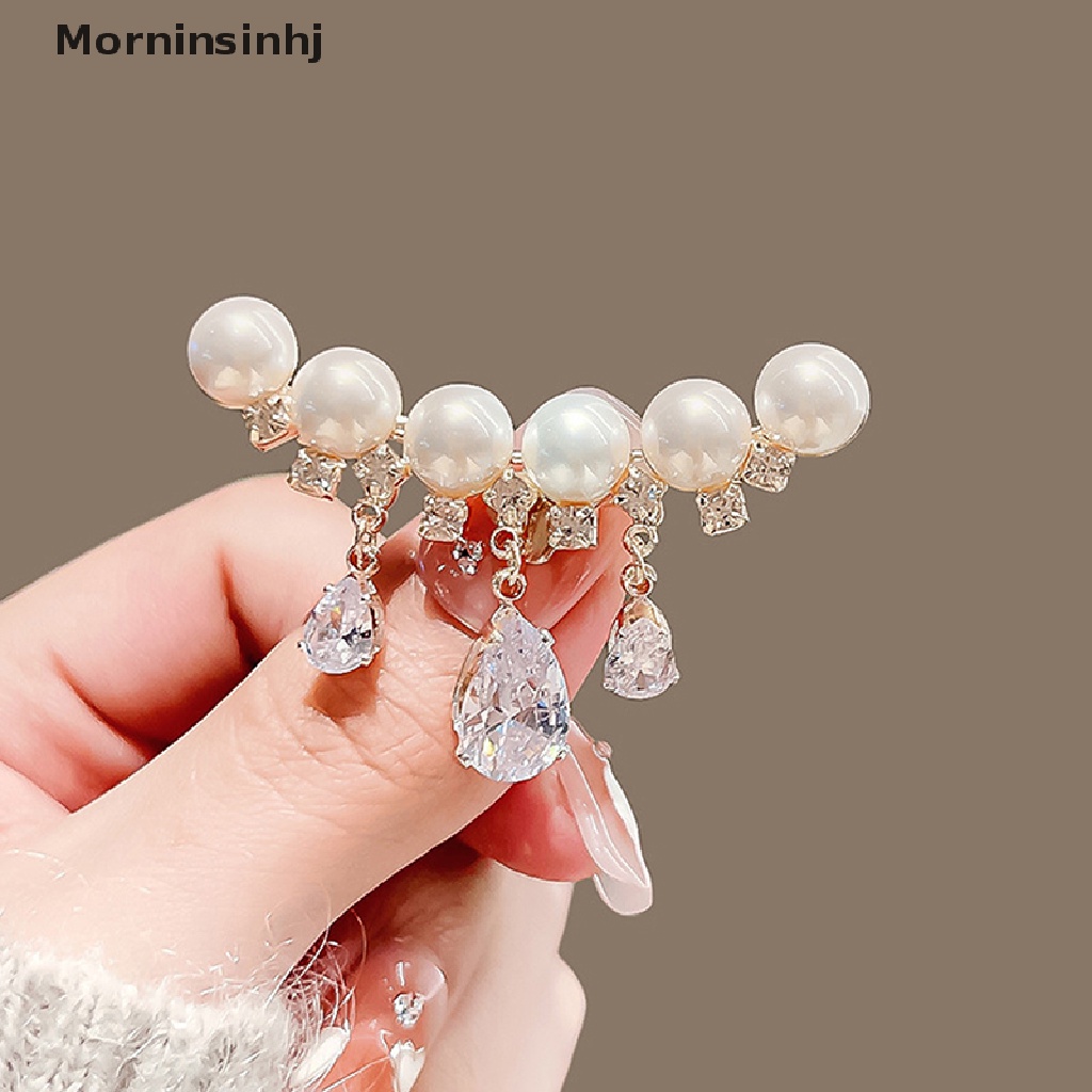 Mornin Fashion Mutiara Tetesan Air Berlian Imitasi Lapel Bros Pin Wanita Perhiasan Aksesoris Pesta id