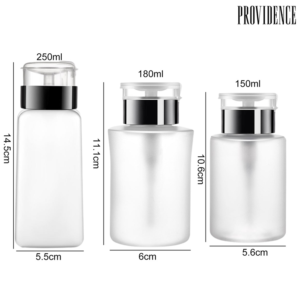 Providence150 /180/250ml Nail Press Bottle Hemat Tenaga Kerja Penyegelan Bagus Dengan Kunci Anti Bocor Penghilang Kutek Bening Botol Kosong Perlengkapan Salon Kuku