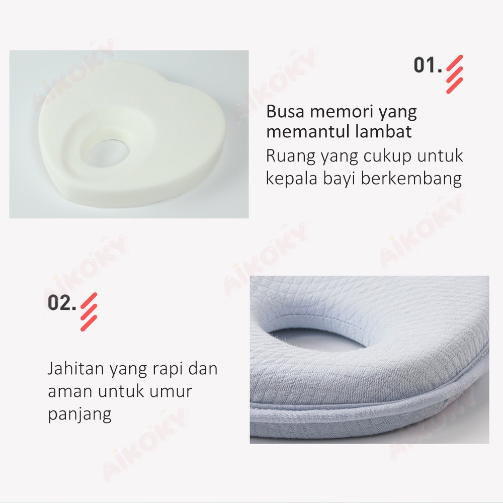 Aikoky Bantal Anti Peyang Untuk Bayi Bentuk Hati