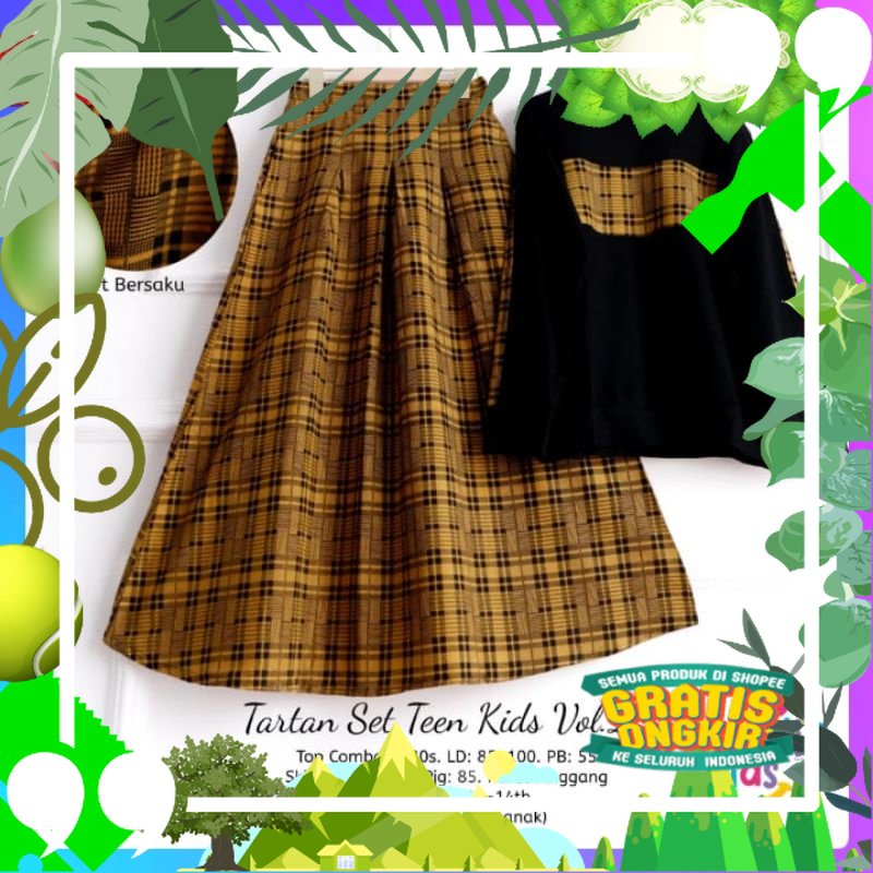 Set Wanita Anak Murah Tartan 2 Setelan Wanita Kekinian Terbaru Baju Setelan Murah Bahan Combad Mix K