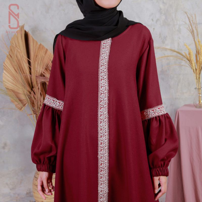 Tren Baju Muslim Myshawl Taalea Premium Maroon Hitam Gamis Syar I Jumbo Ld 140 130 Terlaris / Maxi D