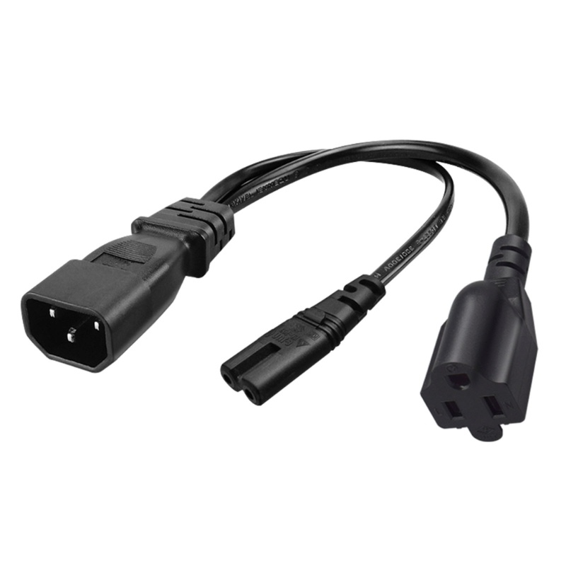 Zzz 1PC Tunggal C14 Ke C7+5-15R Pendek Daya Y Type Splitter Adapter Kabel Cord 32cm