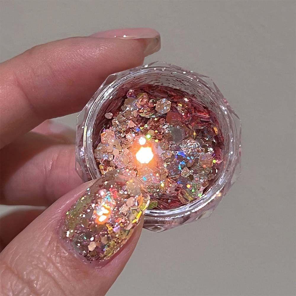 Mxbeauty Payet Kuku Wanita Warna-Warni Manikur Aksesoris Hologram Glitter Nail Art Patch Kuku Glitter Serpihan