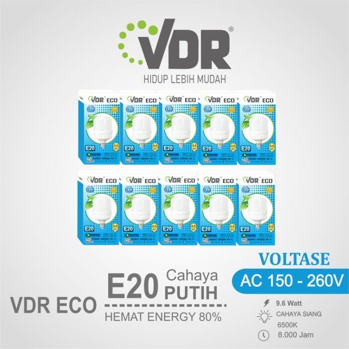 Paket isi 10 Pcs VDR Lampu LED 20 Watt Bohlam Kapsul