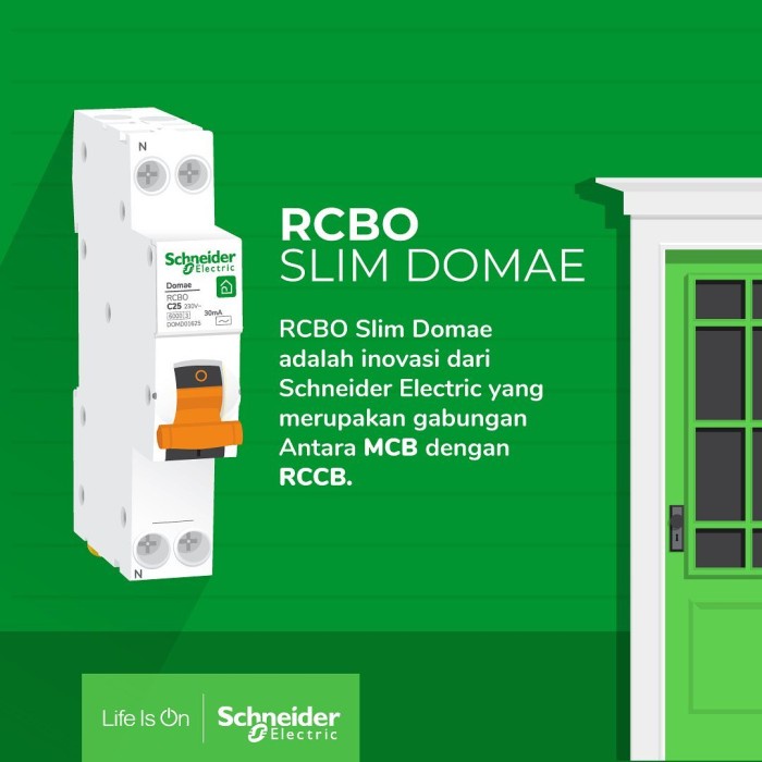 SCHNEIDER RCBO Slim RCCB ELCB 1P 1 Phase 16A 25A 30mA Proteksi Setrum