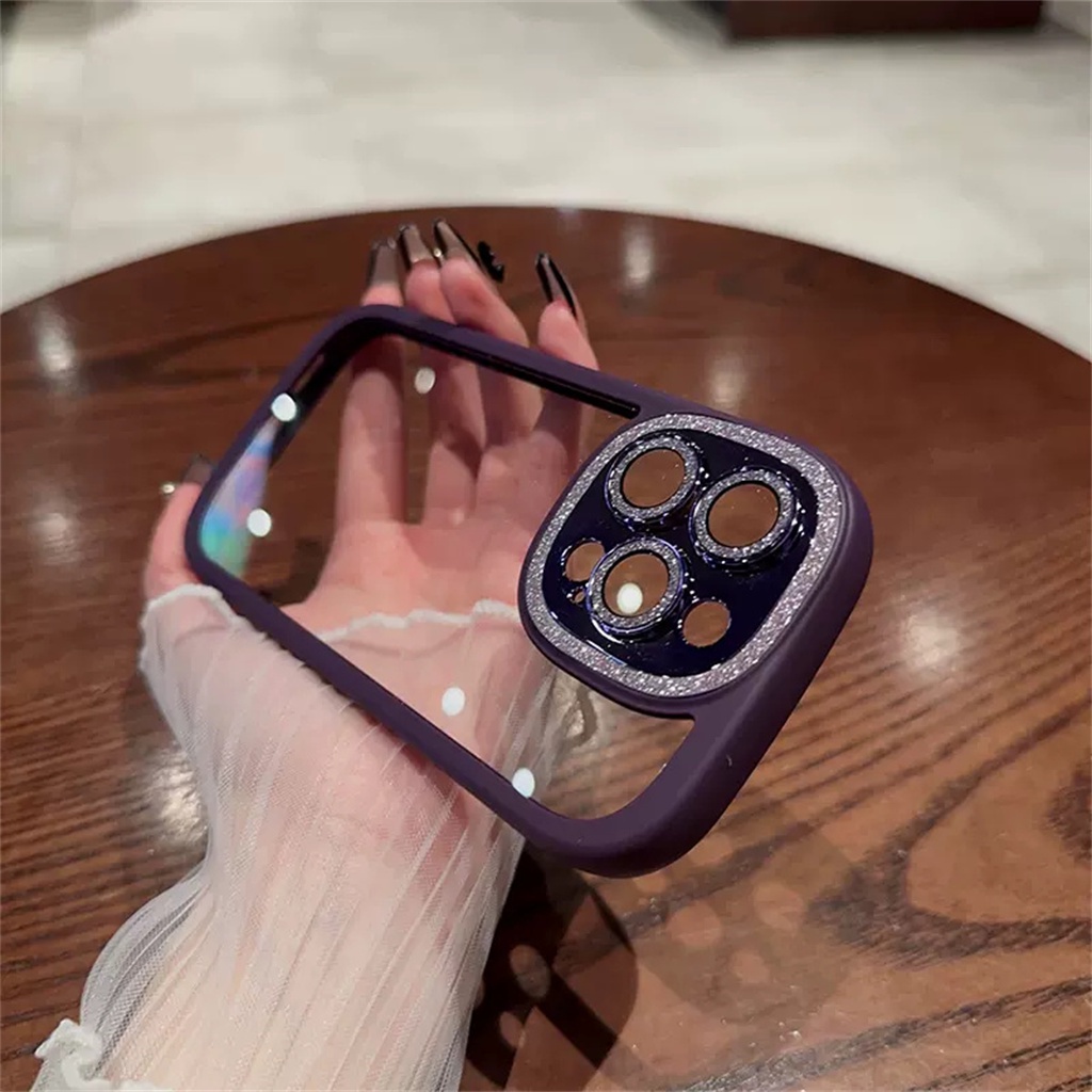 Casing Lensa Proteksi Kamera Berlian Mewah iPhone 14 Pro Max14 Plus Case iPhone 13 Pro Max Premium Kedip Bening Clear Shockproof Pelindung Hard Back Cover