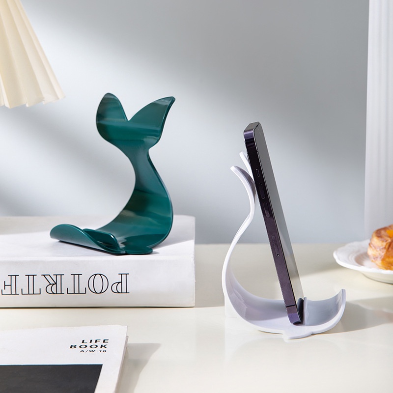 Holder Desktop Bentuk Ikan Paus Lucu Untuk Ponsel/Braket Meja Bahan Plastik Warna Murni Dukungan Smartphones