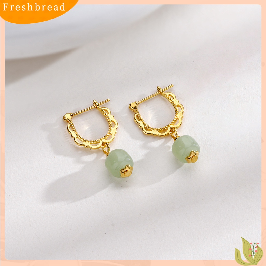 {In Stock} 1Pc Menjuntai Anting Gaya China Warna Emas Elegan Peri Hadiah Hypoallergenic Retro Faux Hetian Jade Drop Earring Perhiasan Aksesoris