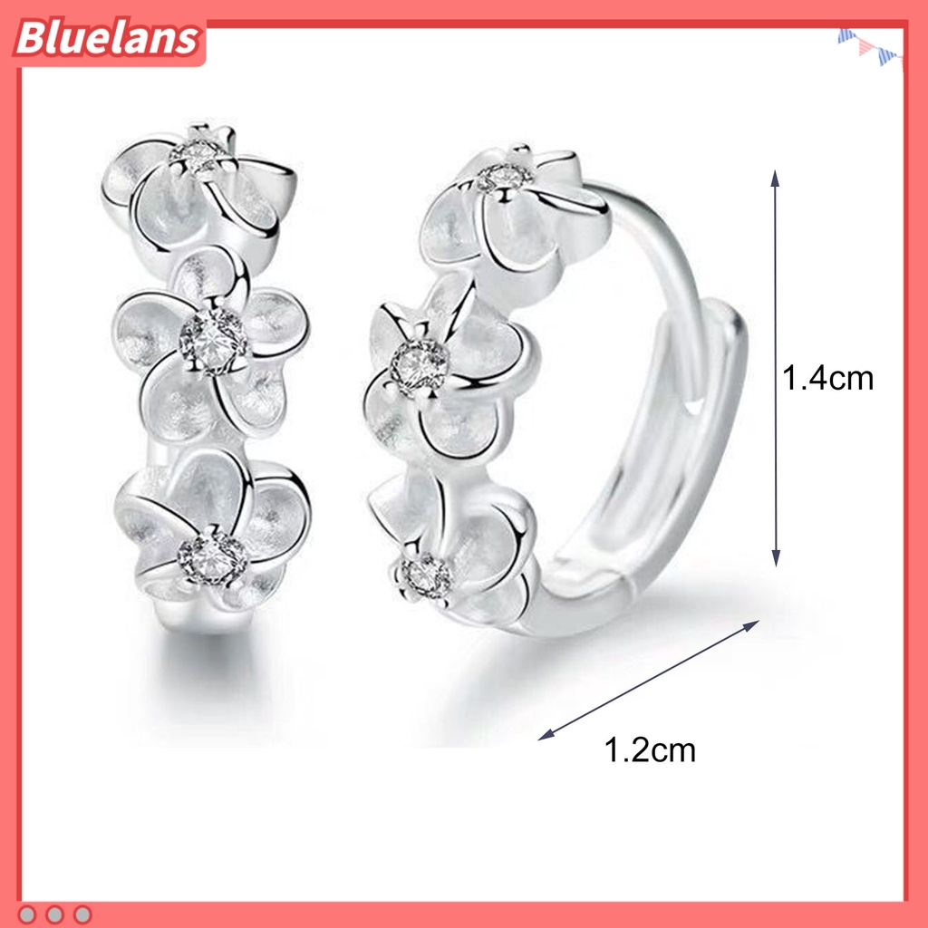 {In Stock} 1pasang Anting Hoop Wanita Bunga Berlian Imitasi Perhiasan Gaya Korea Jepang Semua Pertandingan Anting Lingkaran Mengkilap Untuk Prom