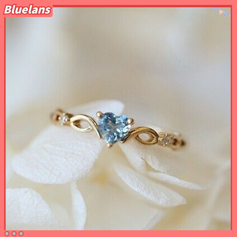 {In Stock} Wanita Fashion Hati Cubic Zirconia Tergabung Hollow Band Cincin Hadiah Perhiasan Pernikahan