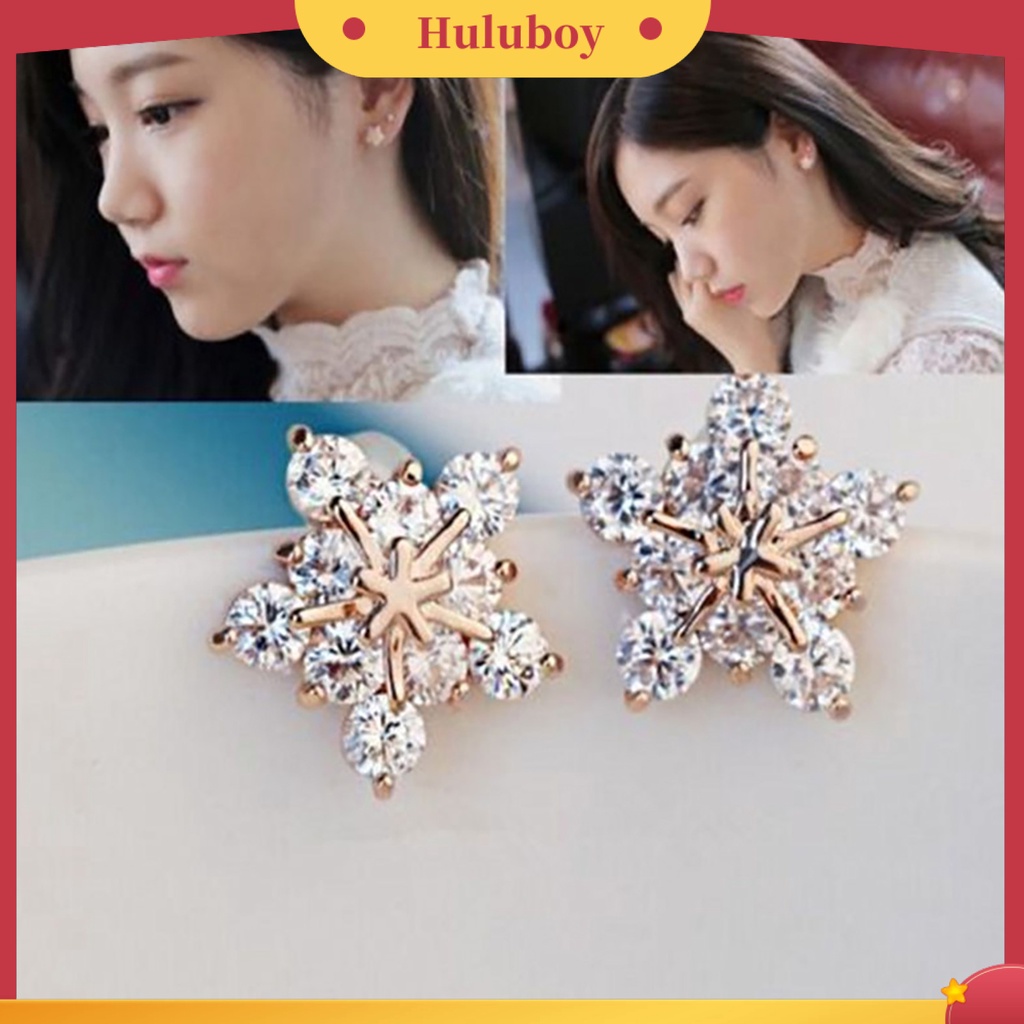 {Ready Stock} 1pasang Anting Stud Halus Elegan Bentuk Snowflake Ear Studs Untuk Pesta
