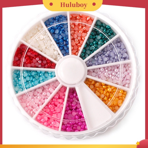 {In Stock} 500 Pcs Multi-Warna 3D Datar Kembali Setengah Bulat Mutiara Imitasi DIY Dekorasi Nail Art
