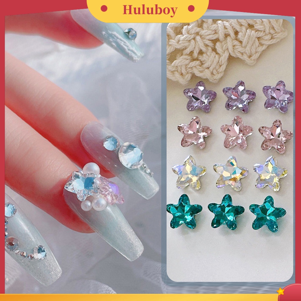 {In Stock} 10Pcs Berlian Imitasi Kuku Warna-Warni Mengkilap Kristal Imitasi Tiga Dimensi Hias DIY Hadiah Bintang Laut Nail Art Jewelries Manicure Dekorasi Untuk Lady