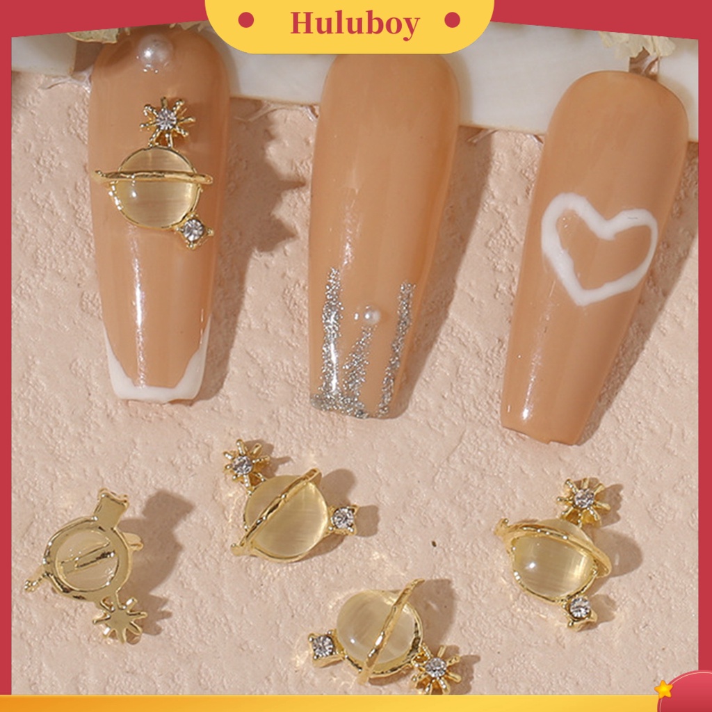 {In Stock} 10Pcs Manicure Decor Tiga Dimensi Bersinar Berkilau DIY Tahan Karat Mutiara Palsu Emas Jantung Busur Berlian Palsu Pesona Kuku Salon Pasokan