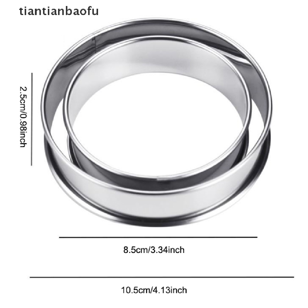 [tiantianbaofu] 8/10cm Stainless Steel Cincin Bulat Cetakan Muffin Double Tart Baking Tools Butik