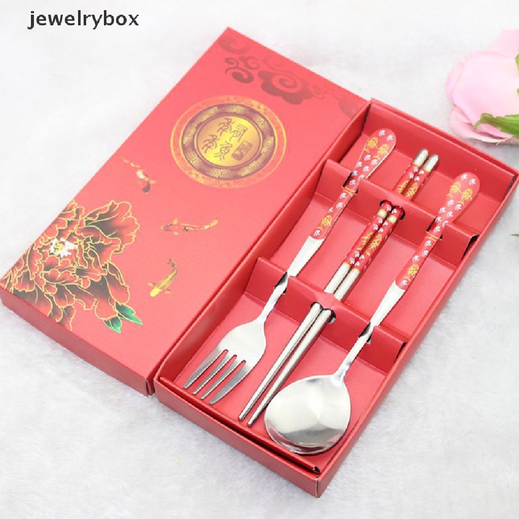 [jewelrybox] Stainless Steel Portabel Kreatif Korea Sumpit Sendok Pribadi Pola Ukiran Laser Tongkat Kartun Anak Hadiah Butik