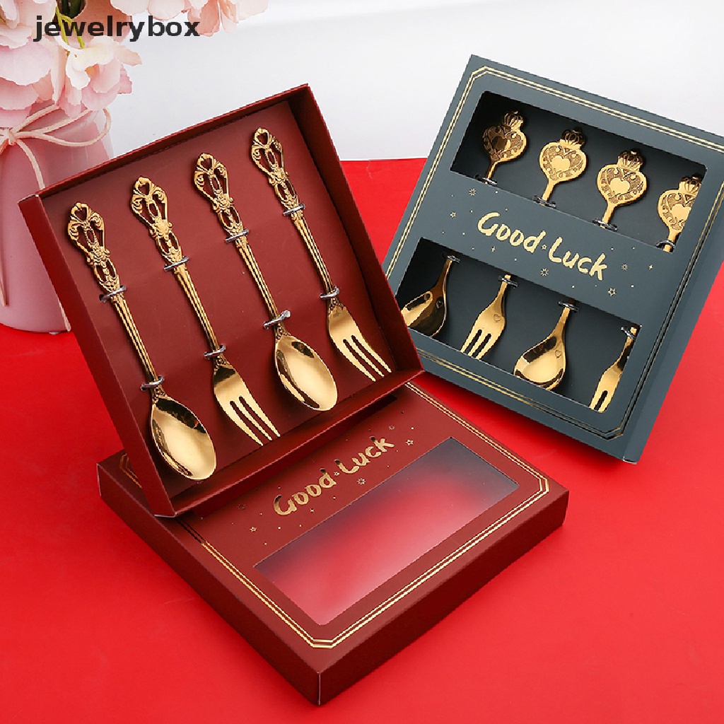 [jewelrybox] Sendok Fashion Dipoles Gaya Vintage Stainless Steel Kreatif Minum Kue Sendok Garpu Peralatan Makan Untuk Butik Dessert