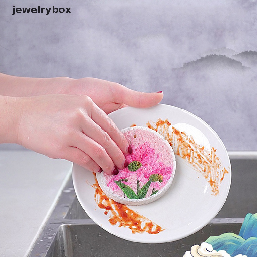 [jewelrybox] Kawaii Wood Pulp Sponge Pads Tali Bunga Dapur Piring Panci Alat Makan Butik