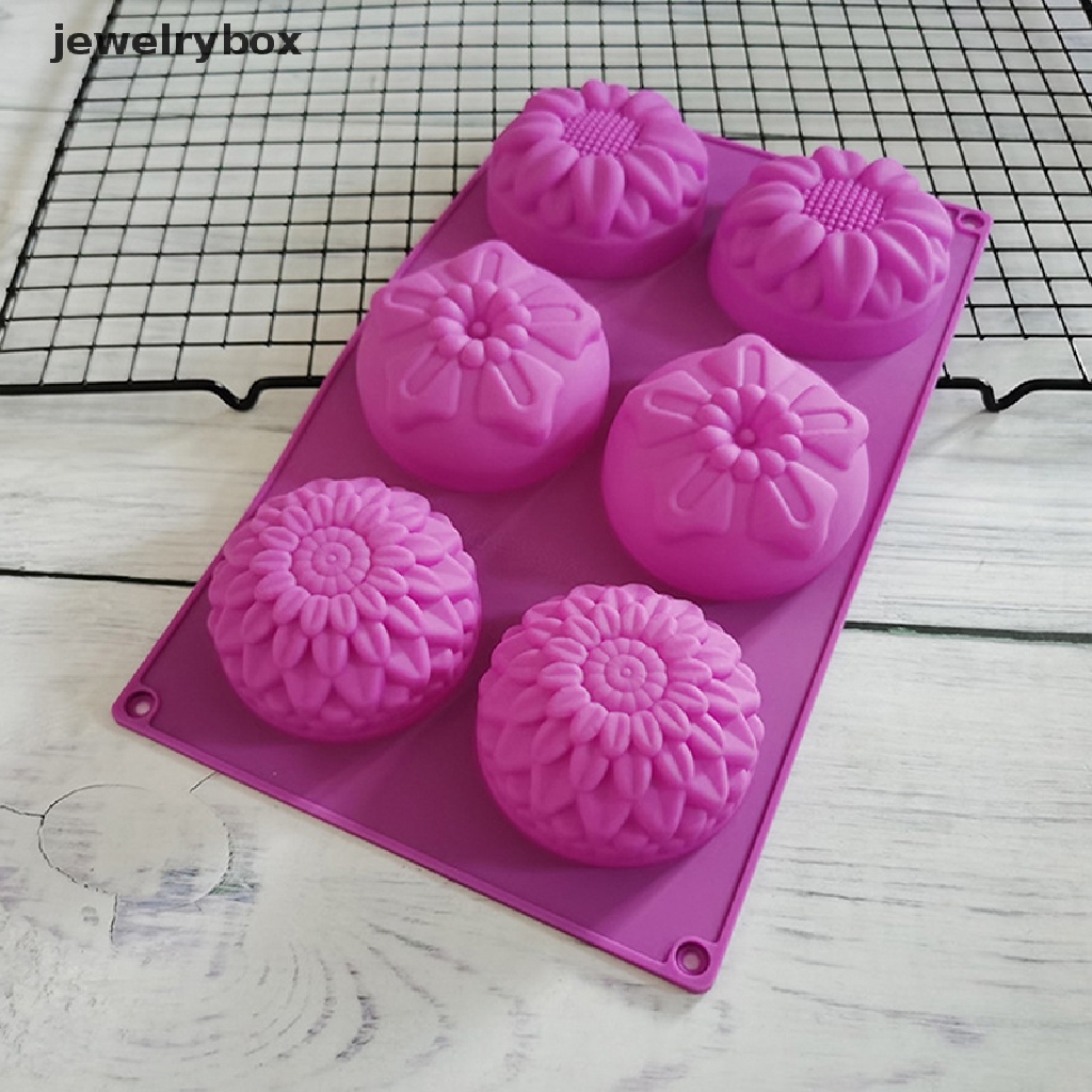 [jewelrybox] 1pc 6rongga 3berbeda Bentuk Bunga Dan Tanaman Cetakan Kue Coklat Silikon Butik
