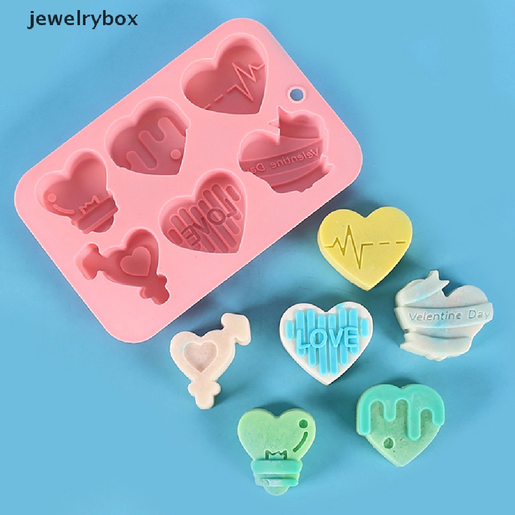 [jewelrybox] 6cells Lovely Heart Heat Safe Silicone Cetakan Coklat DIY Alat Kue Butik