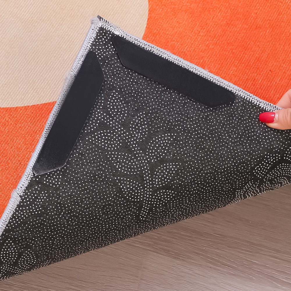 4per8 pcs Anti-Slip Karpet Patch Reusable Anti Curling Karpet Tape Trapesium Lantai Tikar Stiker PU Sudut Pad Peningkatan Rumah Aksesoris
