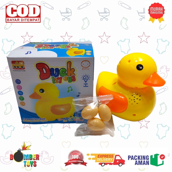 MAINAN ANAK BEBEK TELUR LUCU ANIMAL LAY EGGS DUCK BUMP N GO BESAR KADO