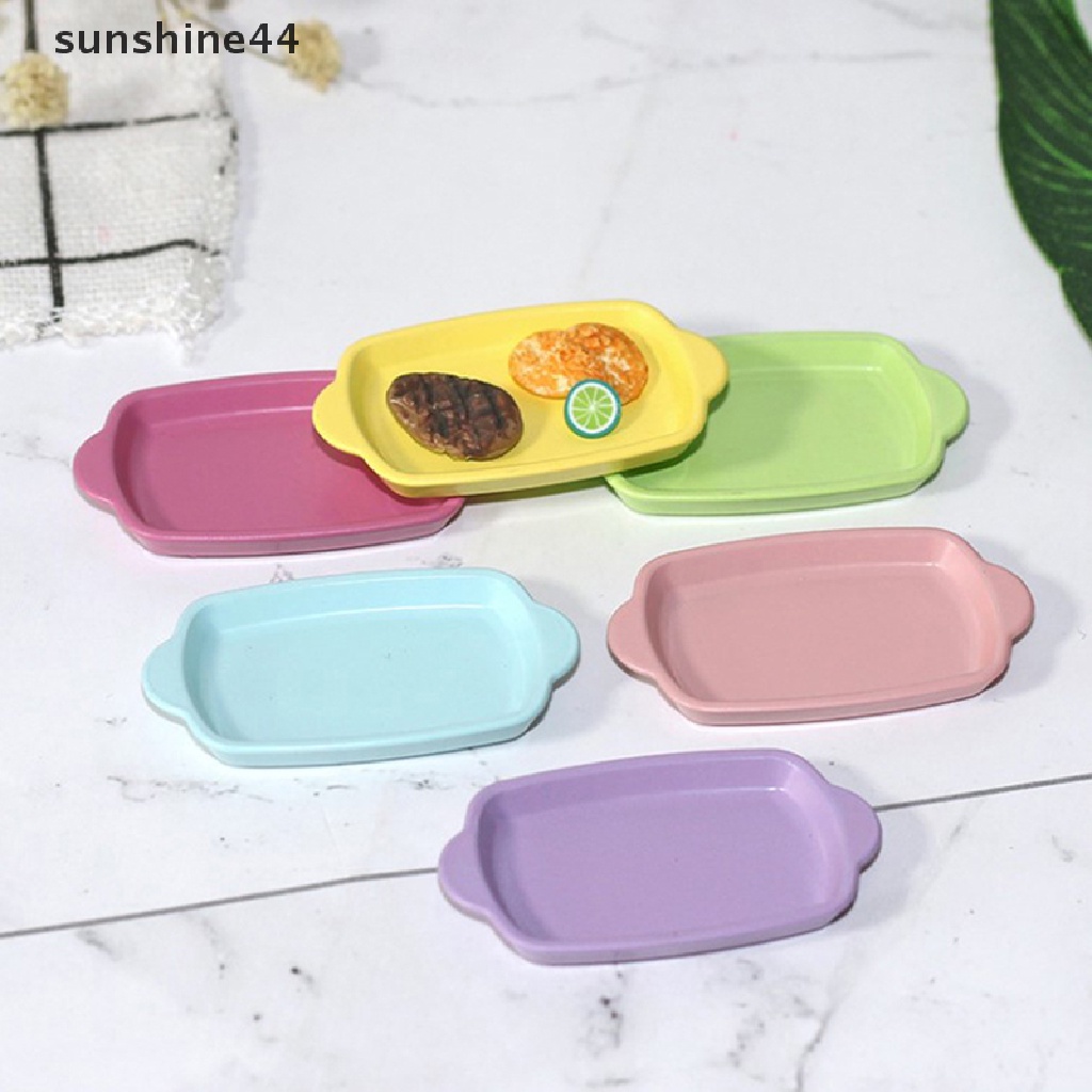 Sunshine 4Pcs Piring Steak Warna Permen Model Piring Steak Jepang Aksesoris Rumah Boneka ID