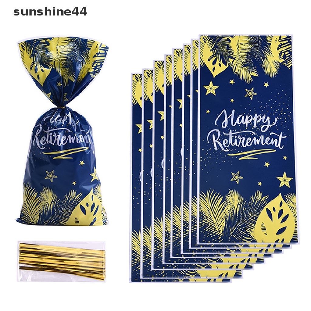 Sunshine 50Pcs Candy Bag Plastik Eid Mubarak Dengan Twist Ties Ramadan Kareem Kantong Kue Kering ID