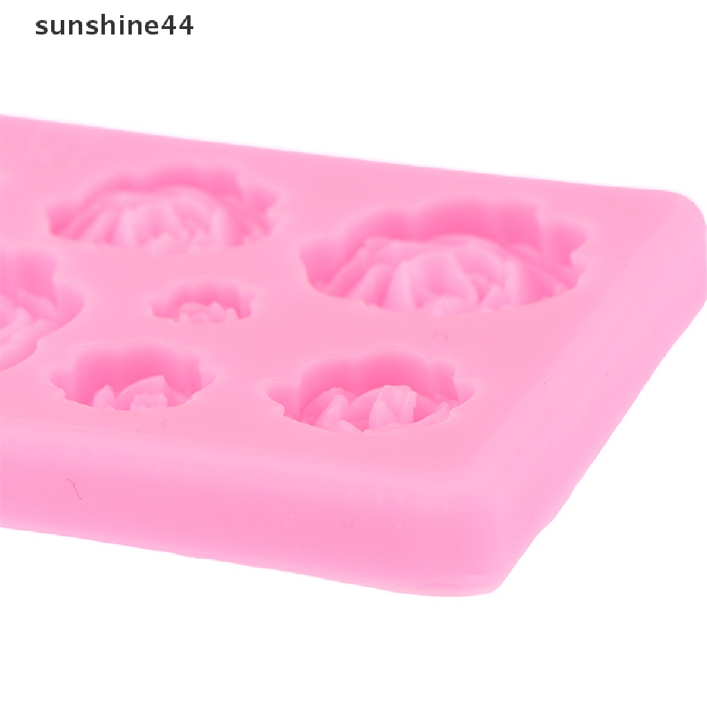 Sunshine 1Pc 7lubang 3D Bunga Mawar Cetakan Silikon Kue DIY Cetakan Coklat Sugarcraft ID