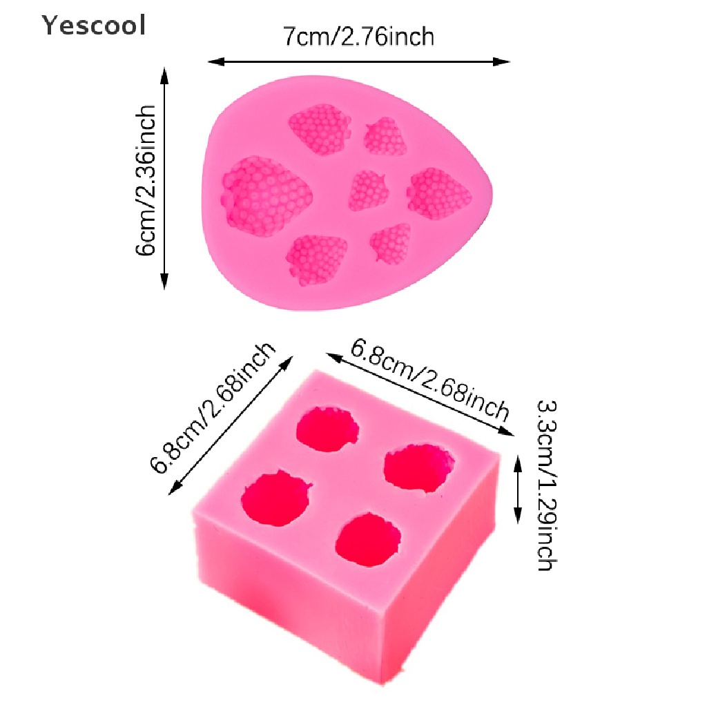 Yescool Cetakan Fondant Silikon Strawberry Mini 3D Berries Cetakan Permen Fondant Coklat ID