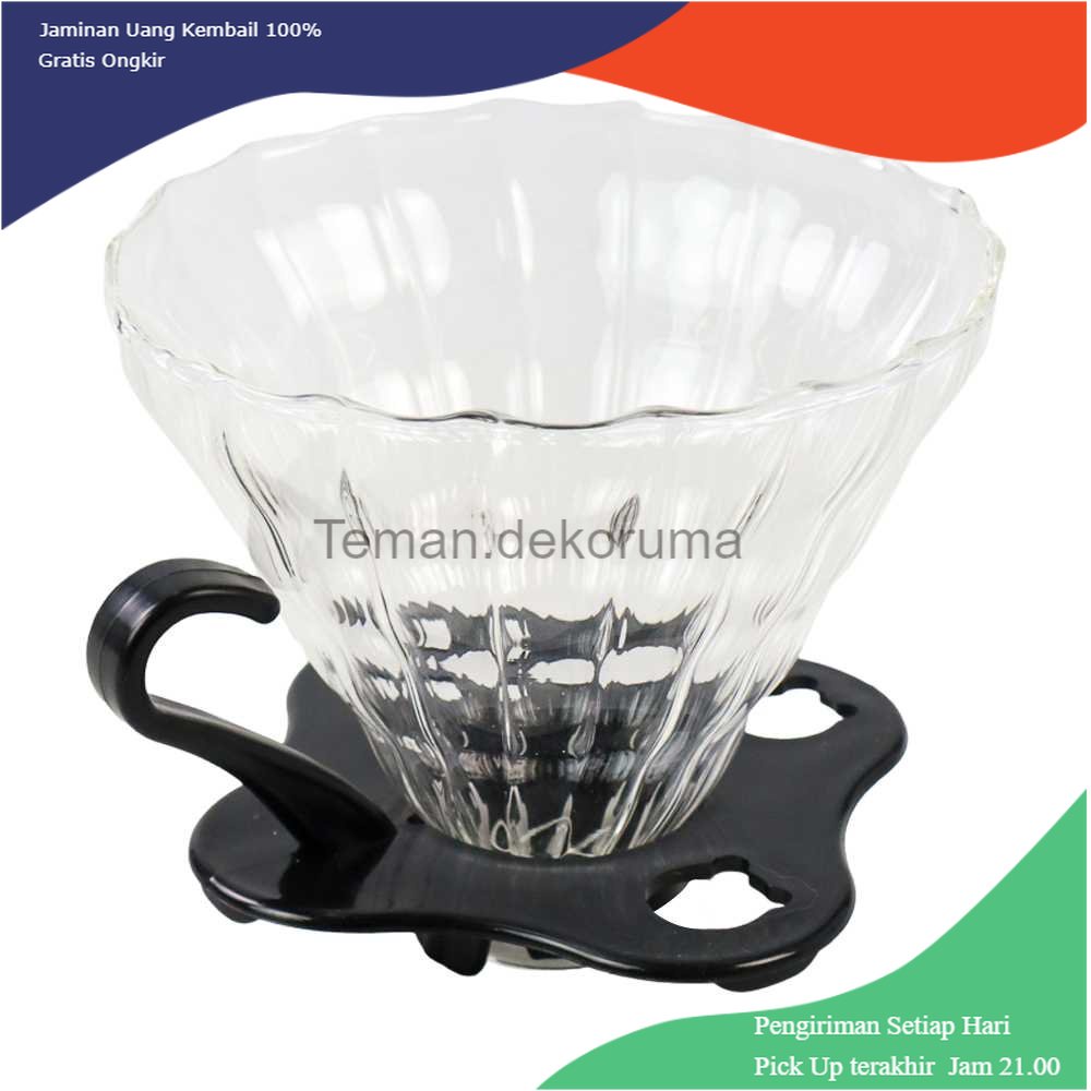 TD - DPR DUOLVQI Wadah Filter Kopi Kaca V60 Reusable Glass Coffee Dripper - SD-8106