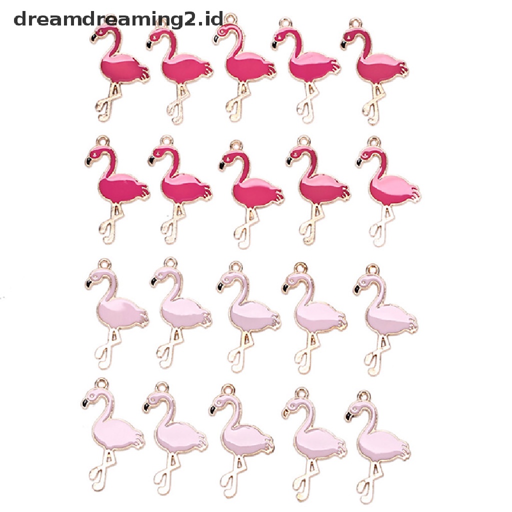 (hot) 10pcs/lot Alloy Enamel Flamingo Ch Pedant Kerajinan Temuan Perhiasan DIY Hadiah//