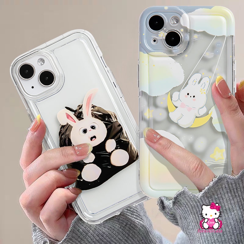 Awan Berbintang Kantong Plastik Lucu Rabbit Case Redmi Note 10s 11 10 11s 9 Note10 Note9 Note11 Note10s Redmi A1 9A 10 9T 10A 9C NFC Soft Tpu Bening Kartun Airbag Shockproof Cover