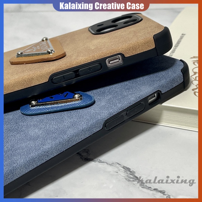 Casing Hp Prada Kulit Untuk iPhone 14 Pro Max14 Plus13 12 11 Pro Max Xs Max Xr X Xs 12 13 Mini 7 8 Plus Casing Skin Feel Blue Back Cover