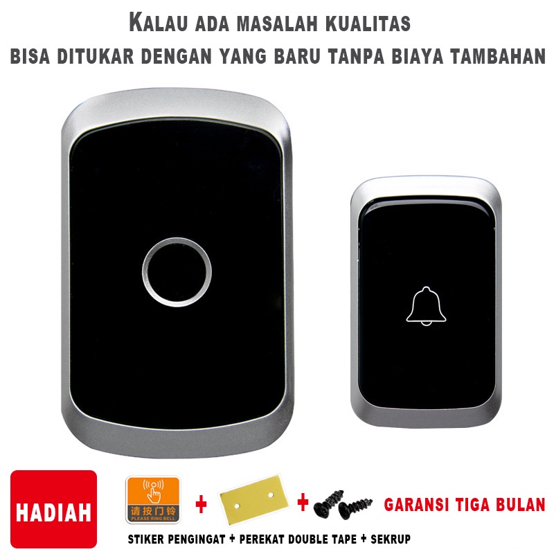 Bel Doorbell Wireless 300M IP44 Anti Air [Bisa Pilih Musik] Waterproof Pintu - JMI