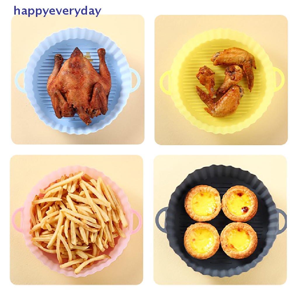 [happy] 21 cm Air Fryers Oven Baking Tray Fried Chicken Basket Mat AirFryer Silikon Pot Bulat Pengganti Grill Pan Aksesoris [ID]