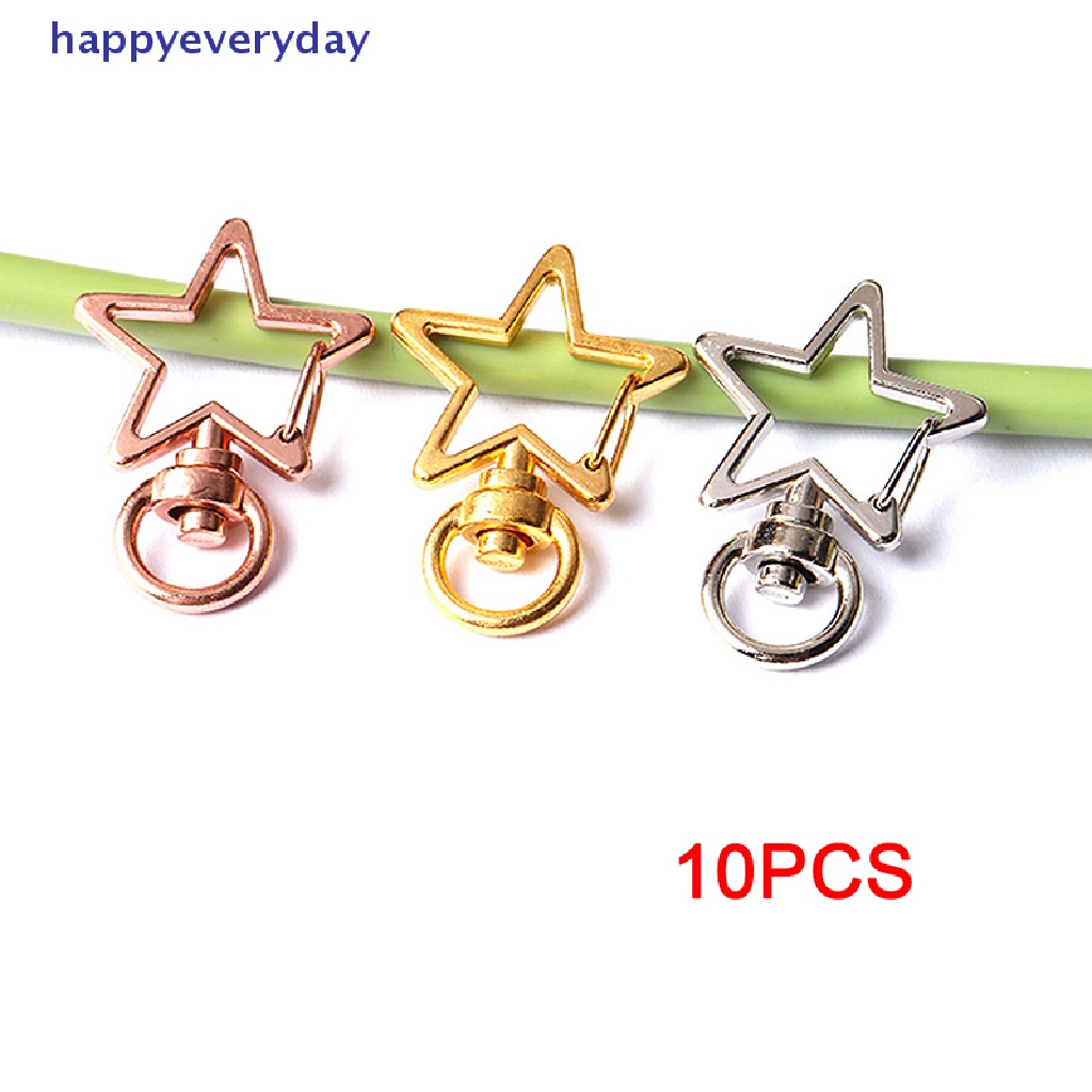 [happy] 10pcs New Star Hollow Key Chain Gantungan Kunci Gantungan Kunci Aksesoris DIY Lobster Clasp [ID]