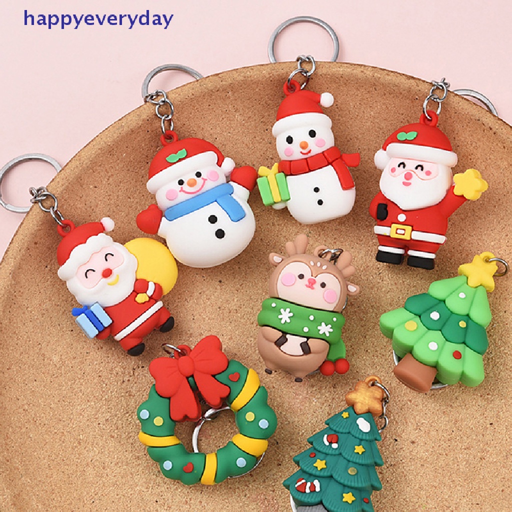 [happy] Christmas Series Santa Claus Pohon Natal Gantungan Kunci Untuk Ransel Liontin Boneka Elk Lucu Gantungan Kunci Untuk Hadiah Teman Anak [ID]