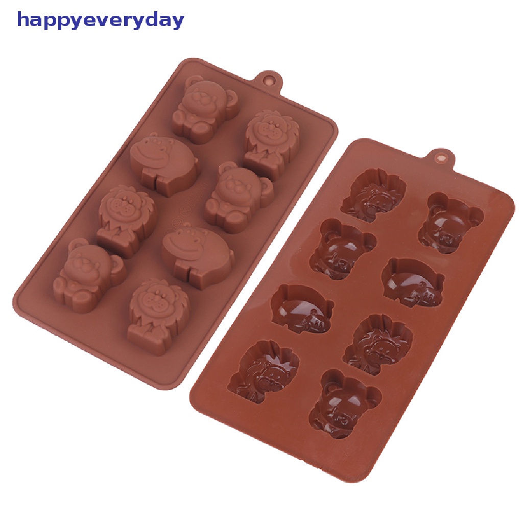 [happy] Cetakan Silikon Animal Bentuk Hippo Lion Bear Coklat Sabun Kue Peralatan Dapur DIY [ID]