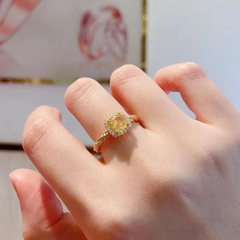 Cincin citrine Batu Gula Anti Karat lady's Korean open ring