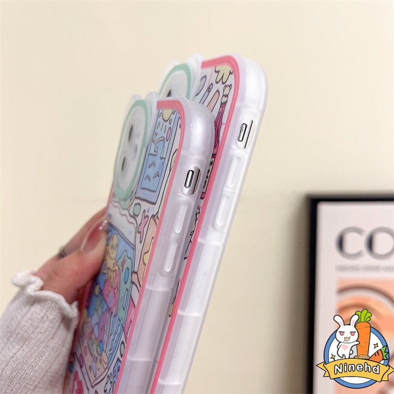 IPHONE Casing Kompatibel Untuk Iphone14 13 12 11 Pro Max X Xr Xs Max SE 8 7 6 6s Plus SE 2020 Ins Gaya Retro Lukisan Ponsel Case Tahan Gores Bening Shockproof Soft Cover Pelindung SE 2020 SE